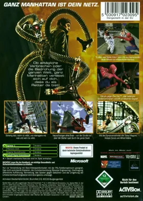 Spider Man 2 box cover back